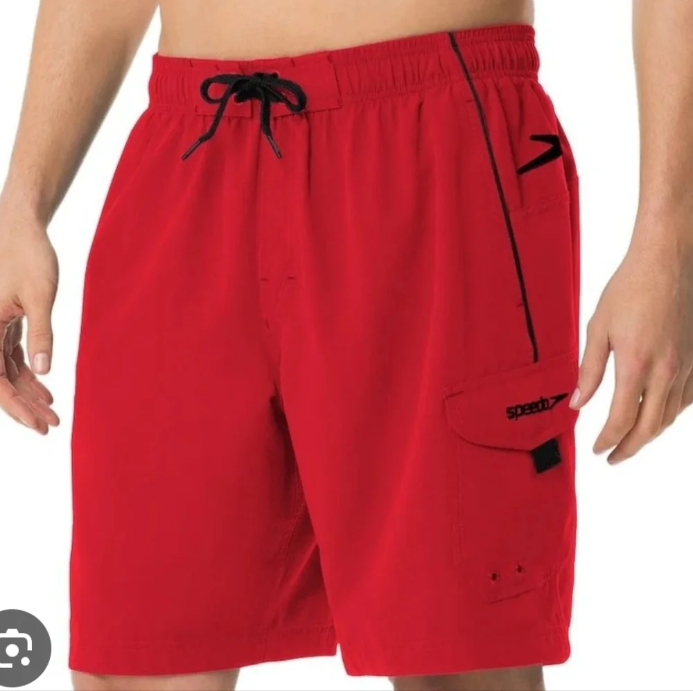 Speedo Men's  Red Swim Trunks, 9